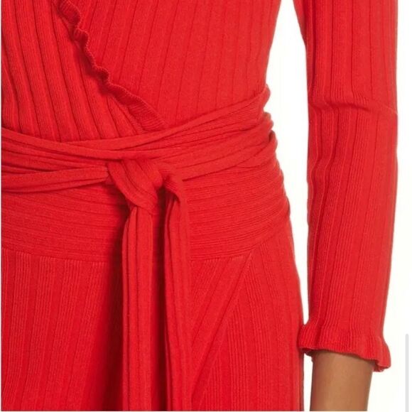 Milly Ruffle Edged Red Wrap Dress - Picture 6 of 6